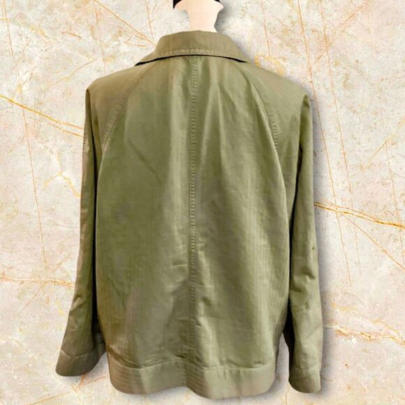 Loft Women's Utility Jacket Motto Linen/Cotton Roll-Tab Sleeve Pockets in Large - Picture 3 of 11